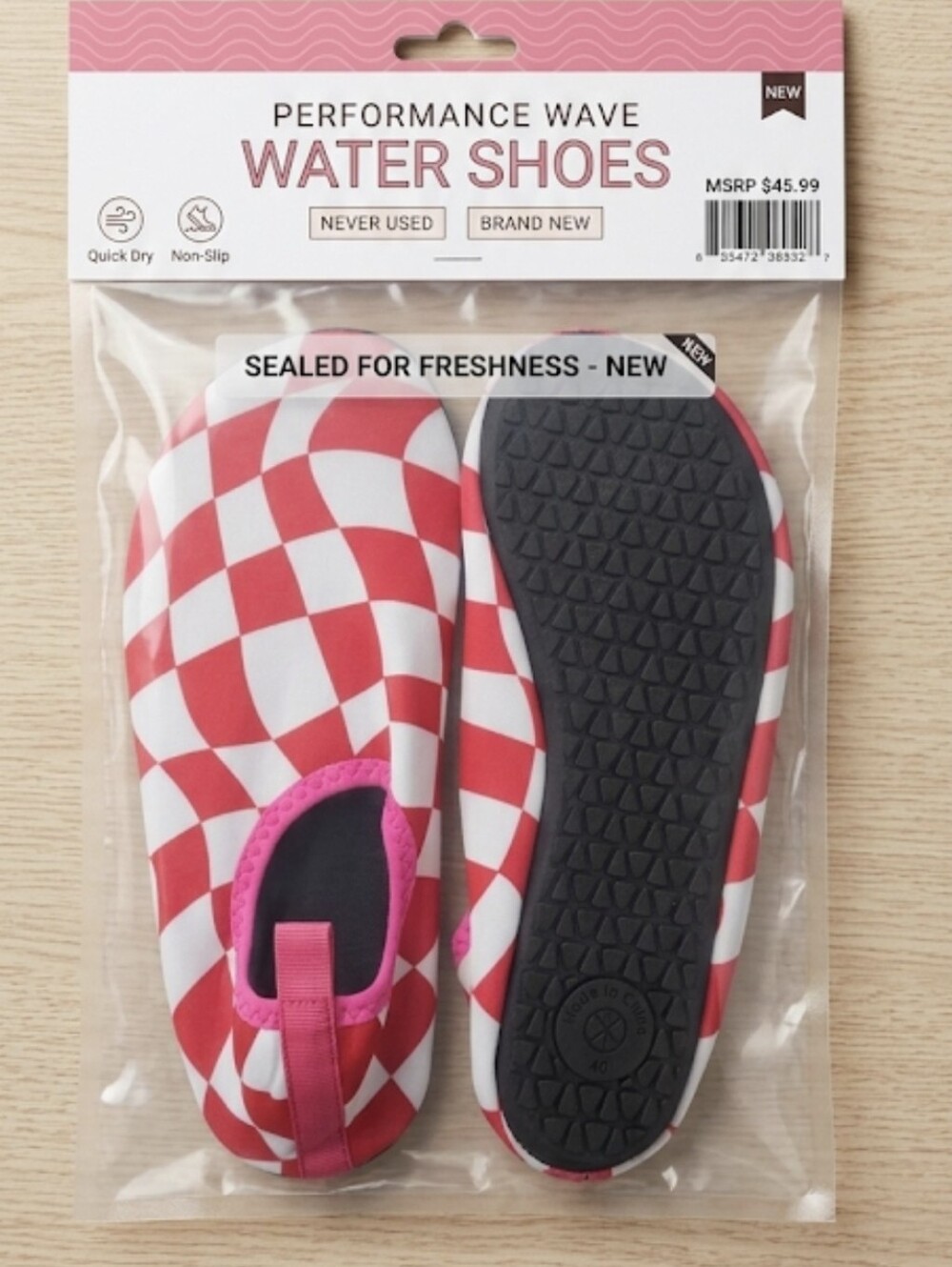 XL Pink Checkerboard Water Shoes